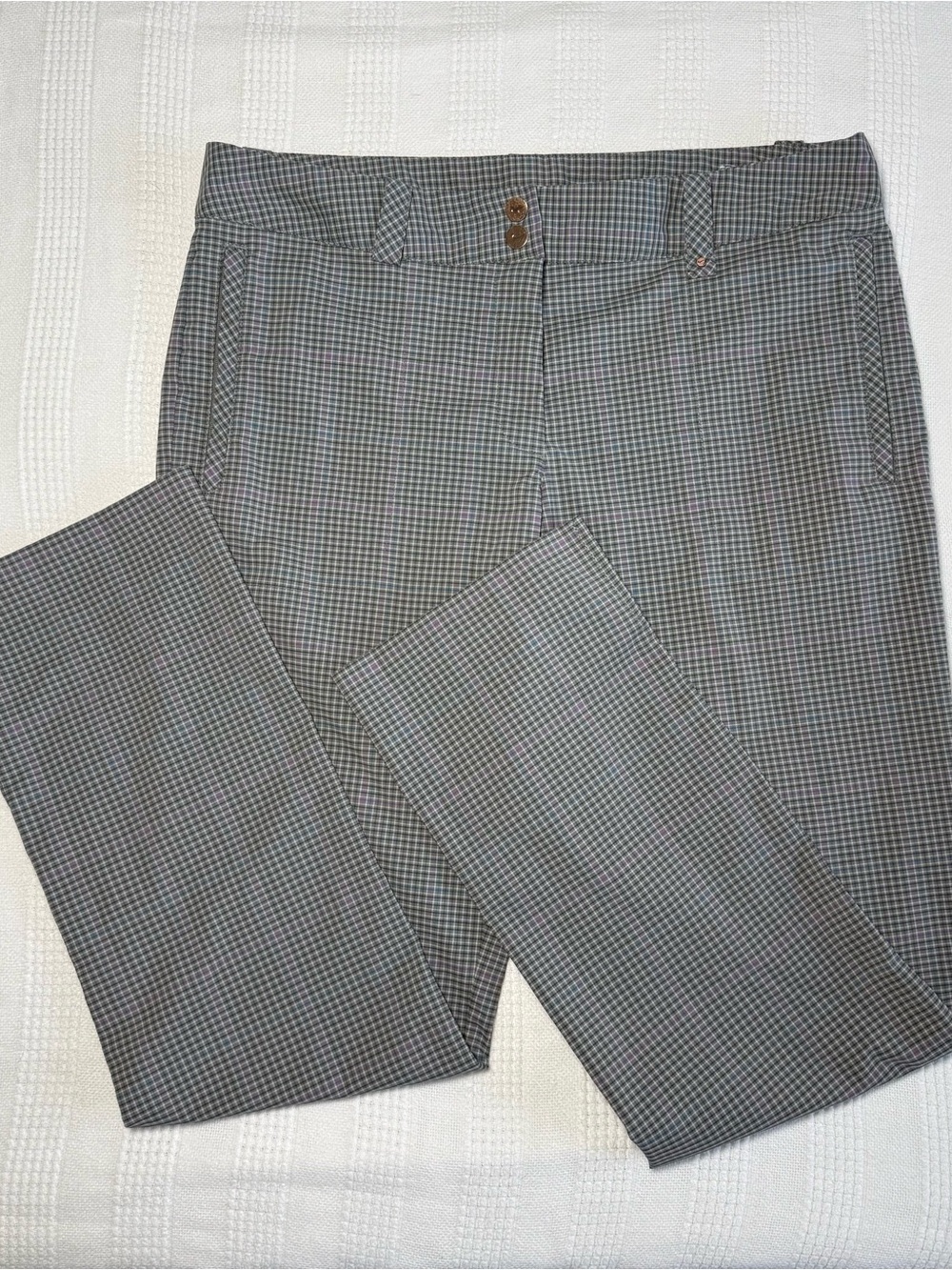 Nike Women's Gray Plaid Dri-fit Golf Straight Leg Pants